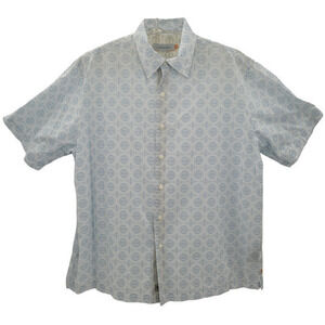 HP Vintage Quick Sliver Geometric Cotton Short Sleeve Button‎ Up Casual Shirt